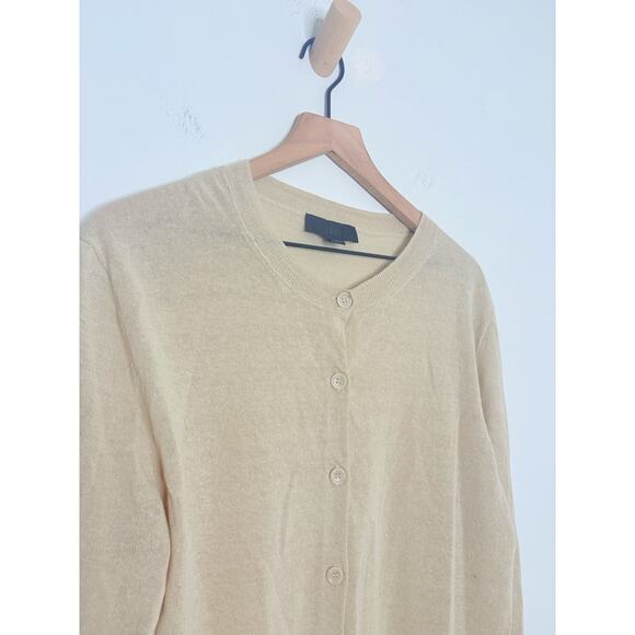 Zara Linen Cardigan Sweater Womens XL Cream - Picture 5 of 11
